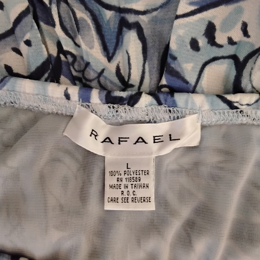Rafael Women's M Paisley Print Blue White Spring Flowy Pleats Elastic Midi Skirt - Picture 4 of 4